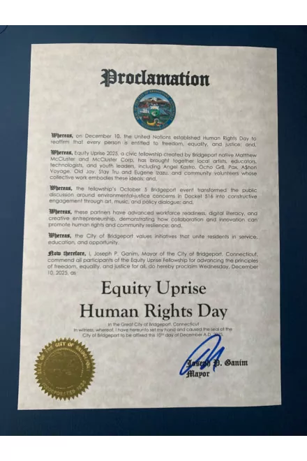 City of Bridgeport proclamation: Equity Uprise Human Rights Day